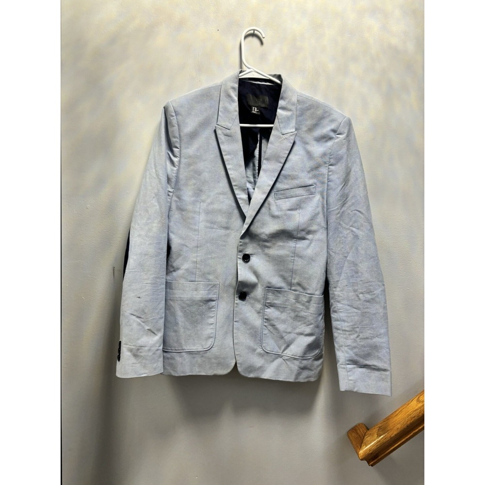 H&M Blazer Kids Size 14Y Light Blue Good Elbow Patches Two-Button Jacket